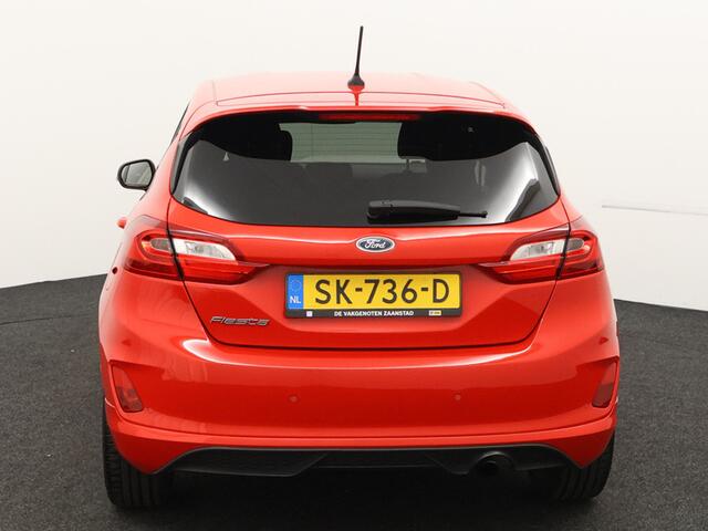 Ford FIESTA 1.0 EcoBoost ST-Line carplay, bluetooth, airco, cruise control, spoiler, bandenspanningscontrolesysteem, boordcomputer, brake assist system, hill hold functie, buitenspiegels elektrisch verstel- en verwarmbaar, e Super mooi rood, met alle functies erop di