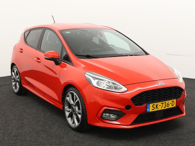 Ford FIESTA 1.0 EcoBoost ST-Line carplay, bluetooth, airco, cruise control, spoiler, bandenspanningscontrolesysteem, boordcomputer, brake assist system, hill hold functie, buitenspiegels elektrisch verstel- en verwarmbaar, e Super mooi rood, met alle functies erop di