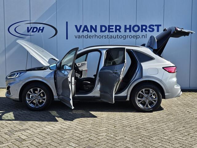 Ford KUGA 2.5-225pk PHEV ST-Line X. Fabr. garantie t/m 24-03-2028 ! Slechts 16.000km ! Autm. airco dual, side- en lane assist, camera v+a, parkeersensoren, elektr. achterklep, stoel-, stuur- en voorraamverw., metallic lak, head-up displ., B&O soundsyst., adapt. cru