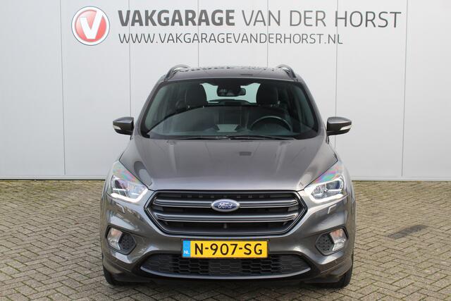 Ford KUGA 1.5-182pk EcoBoost ST-Line AWD-AUTOMAAT. Ideale caravantrekker: vierwielaangedreven automaat, trekgewicht 1.850kg ! Autm. airco dual, adapt. cruise cntrl, navigatie, telefoonvoorb., stoel- en voorraamverw., bi-xenon verl., lm wielen, camera, pdc v+a, Sony