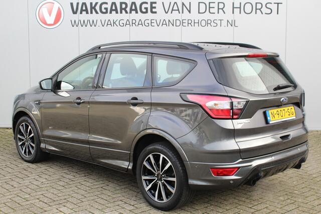 Ford KUGA 1.5-182pk EcoBoost ST-Line AWD-AUTOMAAT. Ideale caravantrekker: vierwielaangedreven automaat, trekgewicht 1.850kg ! Autm. airco dual, adapt. cruise cntrl, navigatie, telefoonvoorb., stoel- en voorraamverw., bi-xenon verl., lm wielen, camera, pdc v+a, Sony