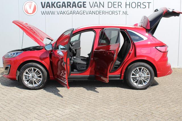 Ford KUGA 2.5-225pk PHEV 'Vignale'. Zeer luxe hybride rijden voor een reële prijs ! Slechts 33.000km ! Autm.airco dual, stuur-, stoel-, achterbank- en voorraamverw., LED verl., lederen interieur, B&O soundsyst., lane- en side assist etc.