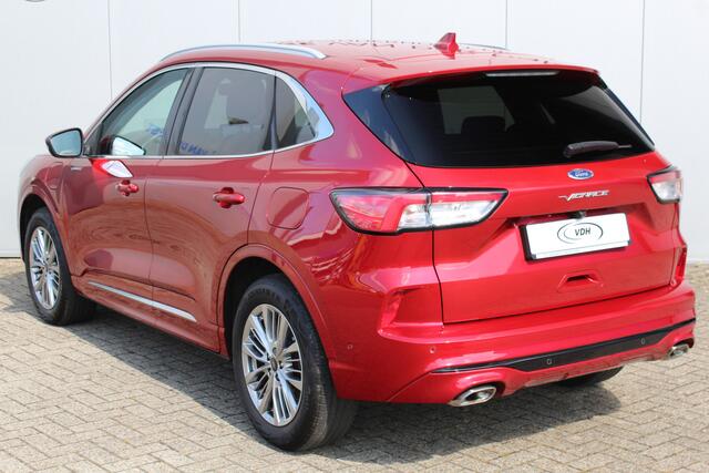 Ford KUGA 2.5-225pk PHEV 'Vignale'. Zeer luxe hybride rijden voor een reële prijs ! Slechts 33.000km ! Autm.airco dual, stuur-, stoel-, achterbank- en voorraamverw., LED verl., lederen interieur, B&O soundsyst., lane- en side assist etc.