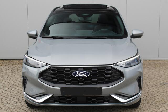 Ford KUGA 2.5-243pk PHEV ST-Line X. Febr. 2026, slechts 14.000km ! Autm. airco dual, elektr. panodak, elektr. trekhaak, elektr. achterklep, leer/alcantara, klep, LED verl., navigatie, telefoonvoorb., stoel-, stuur-, voorraam- en achterbankverw., side- en lan