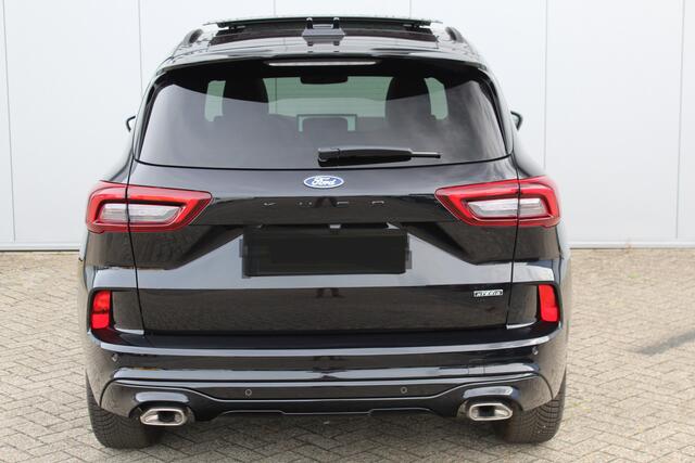 Ford KUGA 2.5-243pk PHEV ST-Line X. Febr. 2026, slechts 9.000km ! Autm. airco dual, elektr. panodak, elektr. trekhaak, elektr. achterklep, leer/alcantara, klep, LED verl., navigatie, telefoonvoorb., stoel-, stuur-, voorraam- en achterbankverw., side- en lan