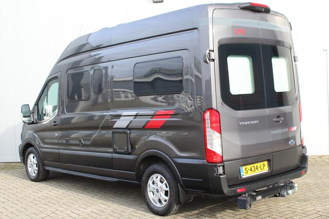 Ford LMC C590 'Innovan' Buscamper. Geniet van de vrijheid ! Geweldig mooie LMC buscamper ! V.v. de krachtige 170pk Ford dieselmotor. Airco, voorraamverw., Xenon verlichting, trekhaak, luifel, metallic lak, LM wielen, garage, camera, adapt. cruise cntrl, lane assist, koel-, vriesvak, toilet