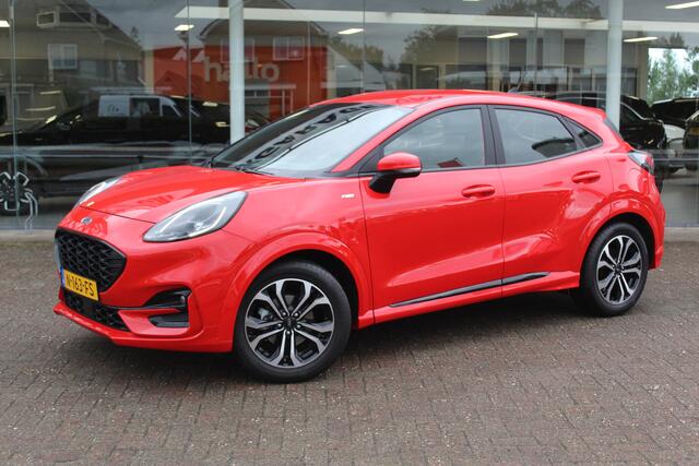 Ford PUMA 1.0-125pk EcoBoost Mild-Hybrid ST-Line. Slechts 17.500km ! Volautm. airco, navigatie, telefoonvoorb., digitaal dashboard, cruise control, LM wielen, parkeersensoren, stoel-, stuur- en voorraamverwarming, trekhaak etc.