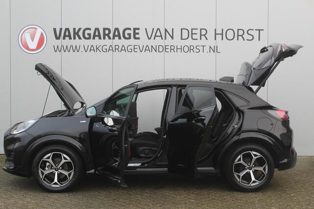 Ford PUMA 1.0-125pk EcoBoost Mild-Hybrid ST-Line. Mooie luxe hoogzitter ! Slechts 12.200km ! Autm. airco, adapt. cruise control, stoel-, stuur- en voorraamverw., navigatie, telefoonvoorb., LM wielen, elektr. achterklep, LED verl., camera, pdc v+a etc.