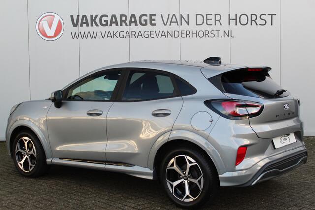 Ford PUMA 1.0-125pk EcoBoost Mild Hybrid ST-Line X AUTOMAAT ! Nieuw model ! Fabrieksgarantie t/m 16-09-2028. Mooie, erg luxe hoogzitter ! Slechts 11.300km ! Autm. airco, camera rondom, navigatie, telefoonvoorb., B&O soundsyst., metallic lak, LM wielen, LED verlicht