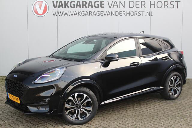 Ford PUMA 1.0-125pk EcoBoost Mild-Hybrid ST-Line X. Weinig km's, net ingereden ! Heerlijk luxe hoogzitter ! Autm. airco, stoel-, stuur- en voorraamverwarming, camera, adaptieve cruise control, side- en laneassist, LED verlichting, digitaal dashboard etc.