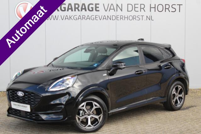 Ford PUMA 1.0-125pk EcoBoost Mild-Hybrid ST-Line X AUTOMAAT ! Heerlijk comfortabele, sportieve en luxe hoogzitter, fabr. garamtie t/m 15-07-2029 ! Autm. airco, stoel-, stuur- en voorraamverw., navigatie, telefoonvoorb., lane- en side assist, adapt. cruise cntrl etc