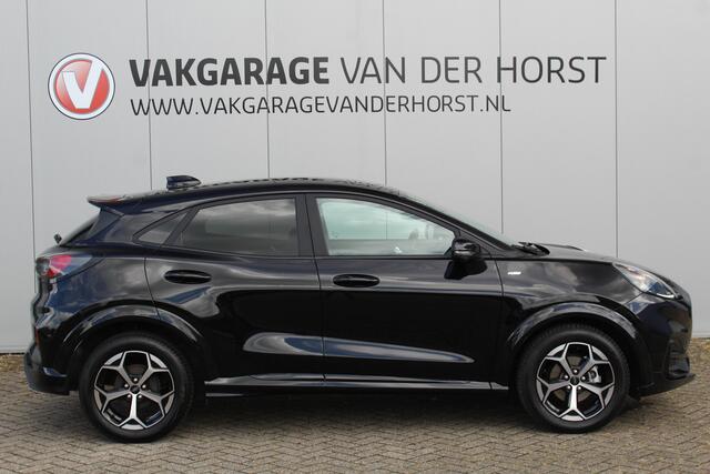 Ford PUMA 1.0-125pk EcoBoost Mild-Hybrid ST-Line X AUTOMAAT ! Heerlijk comfortabele, sportieve en luxe hoogzitter, fabr. garamtie t/m 15-07-2029 ! Autm. airco, stoel-, stuur- en voorraamverw., navigatie, telefoonvoorb., lane- en side assist, adapt. cruise cntrl etc