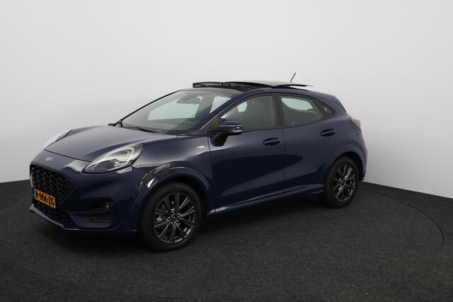 Ford PUMA 1.0 EcoBoost Hybrid ST-Line X/ Zwarte Hemel/ Open-Pano/ Elek.Klep/ Camera/ Stoel+Stuur&Voorruitverw./ 17''LMV/ Keyless/ Clima/ Navi/ Cruise/ Bluetooth/ Multi.LEDER.Stuur/ Elek.Pakket/ Isofix/ PDC.