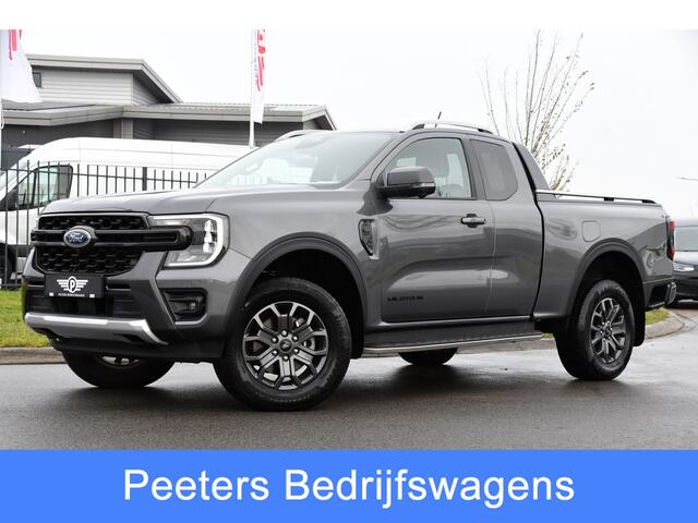 Ford RANGER 2.0 Super Cab EcoBlue Wildtrak Adaptieve Cruise, 360 Camera, Carplay, 3500kg Trekhaak, LEDER, LED, 204pk, Automaat, Uniek!