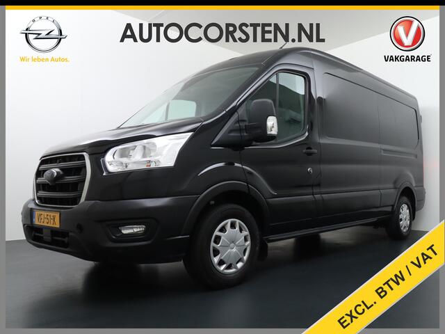 Ford TRANSIT 350 2.0TDCI L3H2 3-Persoons Airco Trekhaak Cruise Control Voorruit verwarmbaar Pdc Licht/Regensensor Trend Bluetooth Betoplex vloer Lat om Lat Wand Betimmering 1e Eigenaar Euro 6 Trekgewicht 2.500KG