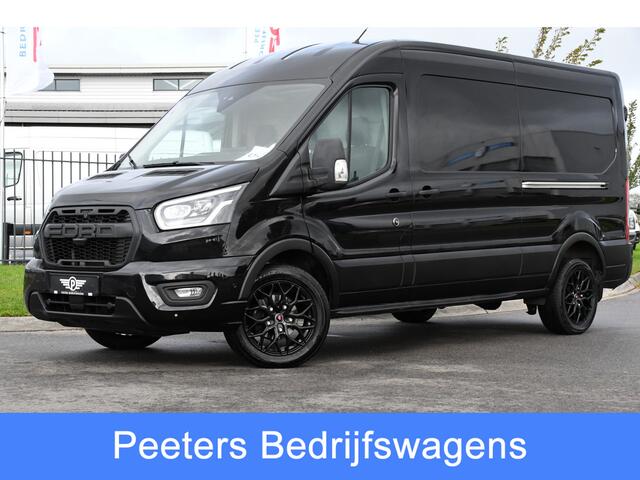 Ford TRANSIT 350 2.0 TDCI L3H2 RWD Black Edition Adaptieve Cruise, Camera, 3500kg Trekhaak, 2 x Schuifdeur, Carplay, Xenon, 165pk, Automaat, Uniek!