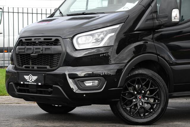 Ford TRANSIT 350 2.0 TDCI L3H2 RWD Black Edition Adaptieve Cruise, Camera, 3500kg Trekhaak, 2 x Schuifdeur, Carplay, Xenon, 165pk, Automaat, Uniek!