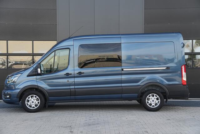 Ford TRANSIT 350 2.0 TDCI L3H2 Limited DC 185pk 5 Zits - 2x Schuif - Trekhaak - Cruise - Camera - Bi Xenon - Carplay/Android - Rijklaar