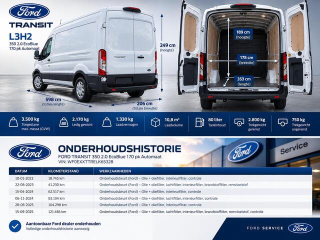 Ford TRANSIT 350 2.0 TDCI L3H2 Trend 170PK Aut. PDC VA+Camera Carplay Navi BLIS Cruise Control Airco Voorruitverwarming – foto 2