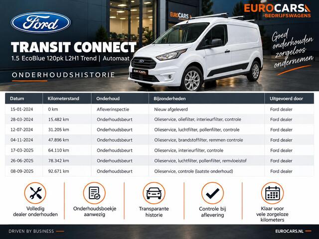 Ford TRANSIT CONNECT 1.5 EcoBlue L2 Trend L2 LANG AUTOMAAT NAVI CAMERA STOELVERWARMING LMV MODUL-SYSTEM