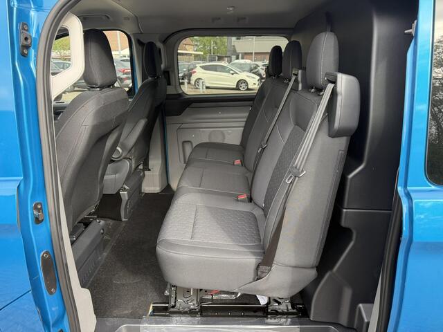 Ford TRANSIT CUSTOM 300 2.0 TDCI L2H1 Limited DC 136pk | SCI | Dubbele Cabine | Digital Aqua Blue | Trekhaak | Dubbele Schuifdeur | Bijrijdersstoel | Sidesteps | Bumperpakket | Zwarte velgen | Stoelverwarming | Camera