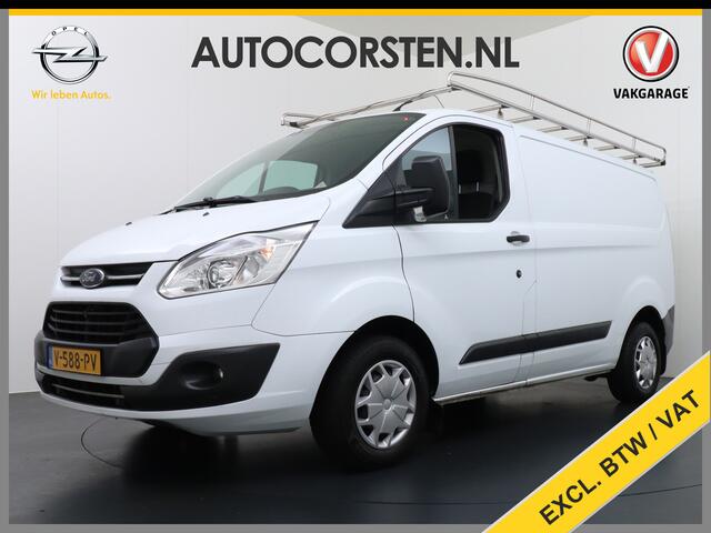 Ford TRANSIT CUSTOM 270 2.0TDCI L1H1 Airco Trekhaak Cruise Control PDC Voorruit Verwarmbaar Bluetooth Trend Imperiaal Betonplex vloer Inbouwkasten 1e Eigenaar Euro 6