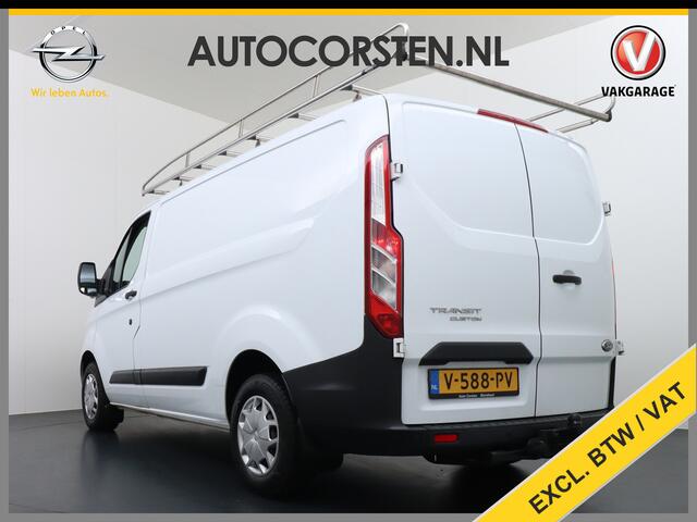 Ford TRANSIT CUSTOM 270 2.0TDCI L1H1 Airco Trekhaak Cruise Control PDC Voorruit Verwarmbaar Bluetooth Trend Imperiaal Betonplex vloer Inbouwkasten 1e Eigenaar Euro 6