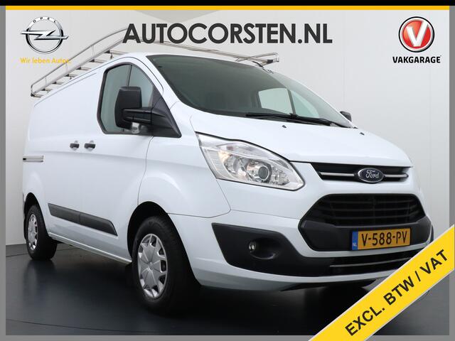 Ford TRANSIT CUSTOM 270 2.0TDCI L1H1 Airco Trekhaak Cruise Control PDC Voorruit Verwarmbaar Bluetooth Trend Imperiaal Betonplex vloer Inbouwkasten 1e Eigenaar Euro 6