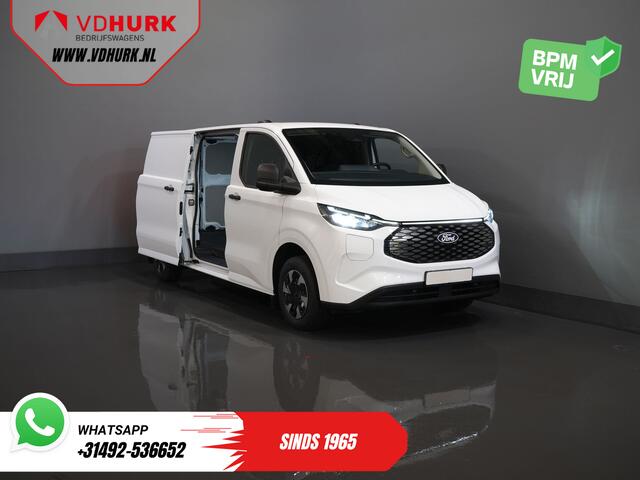 Ford TRANSIT CUSTOM E-Transit Trend L2 65 kWh 330 km WLTP Garantie t/m 2030/ LED/ Snellader/ 2.3t Trekverm./ Stuurverw./ Stoelverw./ Carplay/ Climate/ Camera/ PDC/ Cruise