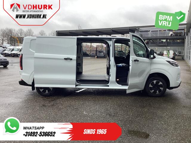 Ford TRANSIT CUSTOM E-Transit 65 kWh L2 330 km WLTP 2x Schuifdeur/ Standkachel/ Snellader/ 2.3t Trekverm./ Carplay/ Climate/ Camera/ PDC/ Cruise