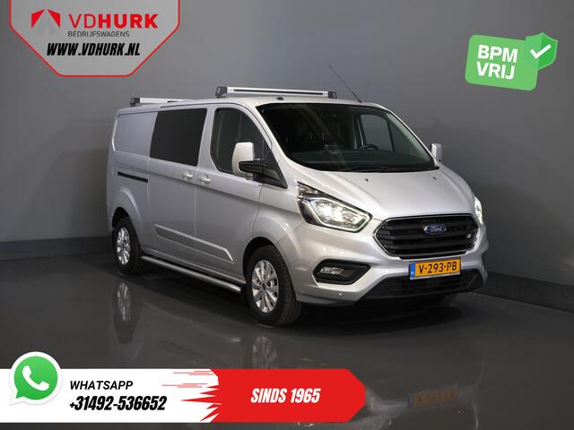 Ford TRANSIT CUSTOM 2.0 TDCI 130 pk L2 Limited DC Dubbel Cabine 2xSchuifdeur/ Stoelverw./ Carplay/ Cruise/ PDC/ Camera/ Navi/ Trekhaak/ Alarm III