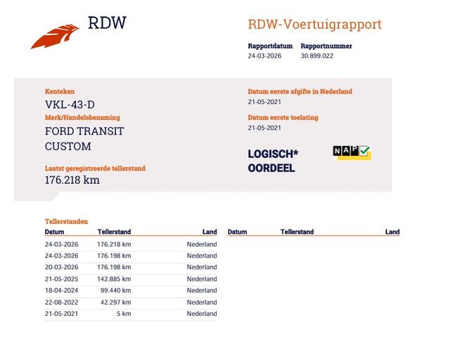 Ford TRANSIT CUSTOM 280 2.0 TDCI 130pk Euro 6 - DC 5 Pers. - Trekhaak - Airco - Navi