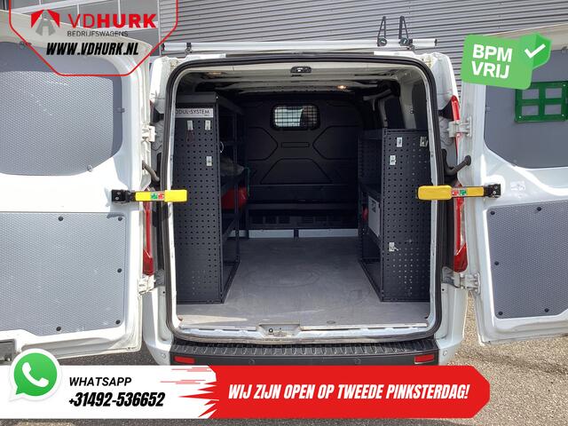Ford TRANSIT CUSTOM 2.0 TDCI 130 pk Aut. 2x Schuifdeur/ Standkachel/ Stoelverw./ Airco/ Cruise/ Inrichting/ PDC/ DAB/ Dakdragers