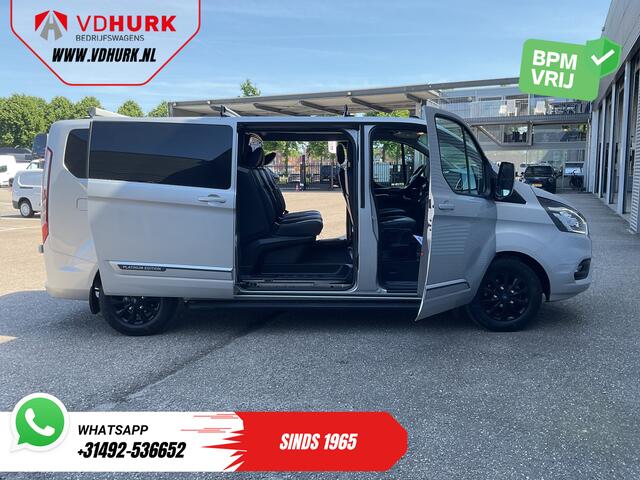 Ford TRANSIT CUSTOM 2.0 TDCI 130 pk Aut. DC Dubbel Cabine 2xSchuifdeur/ NL Auto/ Carplay/ Leder/ Stoelverw./ Navi/ Cruise/ Camera/ Airco/ Dakdragers/ 16"LMV/ PDC/ Sidesteps