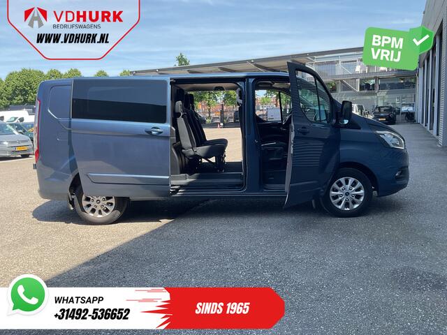 Ford TRANSIT CUSTOM 2.0 TDCI 170 pk Aut. DC Dubbel Cabine 2xSchuifdeur/ Carplay/ Stoelverw./ Navi/ Airco/ Camera/ Cruise/ 16"LMV/ PDC/ Trekhaak
