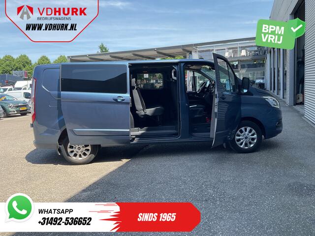 Ford TRANSIT CUSTOM 2.0 TDCI 170 pk Aut. DC Dubbel Cabine 2xSchuifdeur/ Carplay/ Stoelverw./ Navi/ Airco/ Camera/ Cruise/ 16"LMV/ PDC/ Trekhaak