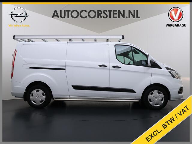Ford TRANSIT CUSTOM 340 2.0TDCI 130PK L2H1 Sortimo Inperiaal+Ladder Trekhaak Cruise Control Airco Stoelverwarming Pdc Trend Betonplex Vloer Wandbetimmering Inbouwkasten Led