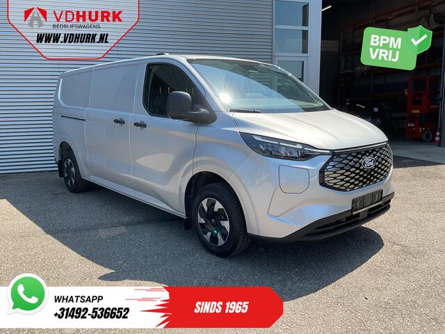 Ford TRANSIT CUSTOM E-Transit L2 65 kWh 330 km WLTP Garantie t/m 05-'29/ LED/ Snellader/ Standkachel/ Stoelverw./ Stuurverw./ Carplay/ Camera/ PDC/ Climate/ Cruise