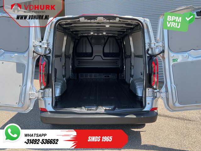 Ford TRANSIT CUSTOM E-Transit L2 65 kWh 330 km WLTP Garantie t/m 05-'29/ LED/ Snellader/ Standkachel/ Stoelverw./ Stuurverw./ Carplay/ Camera/ PDC/ Climate/ Cruise
