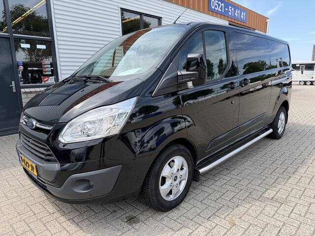 Ford TRANSIT CUSTOM 290 2.0 TDCI 130pk automaat L2H1 Limited DC 5 persoons / euro 6 / vaste prijs rijklaar ¤ 14.950 ex btw / lease vanaf ¤ 243 / dubbele schuifdeur / nieuwe distributie riem bij aflevering / zwart metallic