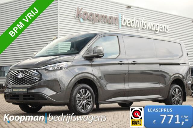 Ford TRANSIT CUSTOM E-Transit 340 L2H1 Limited | 71 kWh | 160kW/218pk | L+R Schuifdeur | Pro Power | Driver Assist | 360° Camera | Adap. Cruise | Lease 771,- p/m