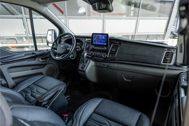 Ford TRANSIT CUSTOM 320 2.0 TDCI L2H1 Platinum Edition DC | Bi-Xenon | Navigatie | CarPlay | Camera | Lederen bekleding | Stoelverwarming | L+R Schuifdeur | DAB | Dubbel cabine | Nieuwe APK | Euro 6