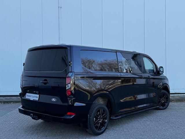 Ford TRANSIT CUSTOM 320 2.5 PHEV | L2 H1 | BLACK PLATINUM | DUBBEL CABINE | TREKHAAK | 360 CAMERA | ADAPTIEVE CRUISE | LEDEREN BEKLEDING | TREEPLANKEN | DUBBELE ZIJSCHUIFDEUREN | BOM VOL | €47.650 EX. BTW