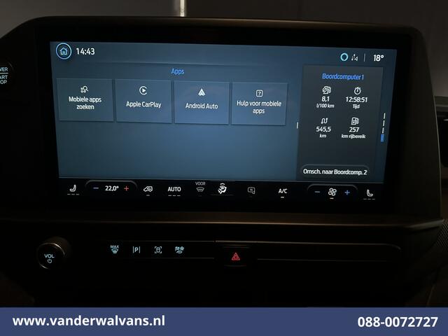 Ford TRANSIT CUSTOM 2.0 TDCI 136pk L1H1 Euro6 Airco | Camera | Navigatie | Apple Carplay | LED | Cruisecontrol Android Auto, Verwarmde voorruit, Parkeersensoren, Stoelverwarming, Bijrijdersbank, 2590kg trekvermogen