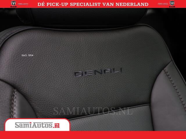 GMC SIERRA DENALI 6.2 V8 | HUD | 360CAMERA | HEAD-UP | APPLE CARPLAY | VIRTUAL COCKPIT | BLACK LEDER | | FULL OPTION | DUBBELE CABINE | 5 PERSOONS | PICK UP | VOORRAAD NR 431569