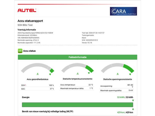 Hyundai IONIQ 6 Connect 53 kWh / SOH 100% / warmtepomp / Dealer onderhouden / Fabrieksgarantie tot 08-2028 / CCS snelladen / All season banden / Head Up Display / WLTP bereik 429 km bereik stad 589 km / Achteruitrijcamera / Apple Carplay Android Auto /