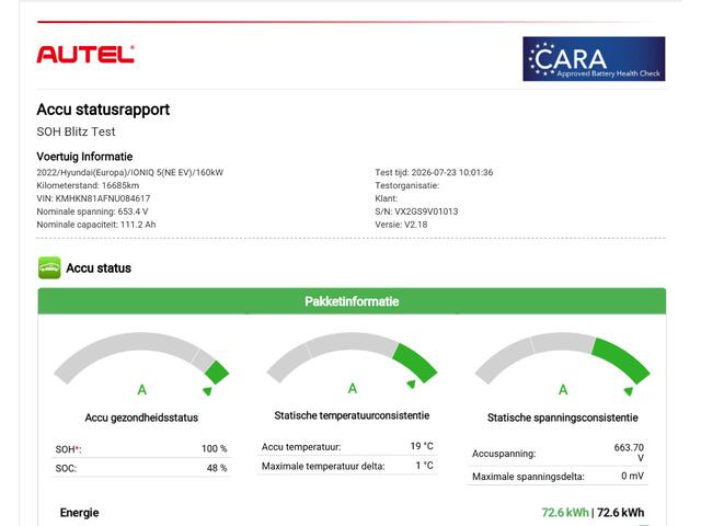 Hyundai IONIQ 5 Connect 73kWh / SOH 100% / Fabrieksgarantie tot 05-2027 / Trekgewicht 1600 kg / CCS snelladen / Warmtepomp / WLTP bereik 481 km bereik stad 686 km / Stuur- Stoel & Achterbank verwarming / Adaptief cruise control /
