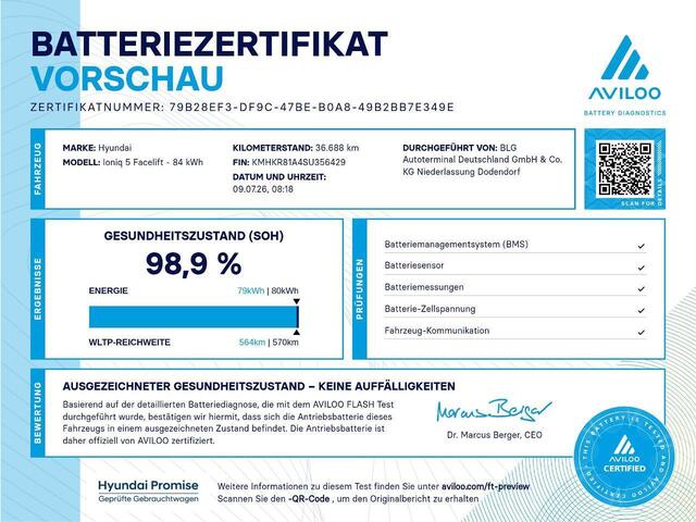 Hyundai IONIQ 5 N Line 84 kWh / SOH 99% / Dealer onderhouden / Accugarantie tot 05-2033 / CCS snelladen / All season banden / Warmtepomp / Rondomzicht camera / Trekgewicht 1600 kg / Head Up Display / Bose Audio Systeem / Stuur- Stoel & Achterbank verwarming / Stoelventilatie /