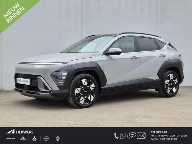 Hyundai Kona 1.6 GDI HEV Premium Sky / Trekgewicht 1300 kg / Glazen schuif- en kanteldak / Adaptief cruise control / Rondomzicht camera / / Lichtmetalen wielen 18" / Apple Carplay Android Auto /