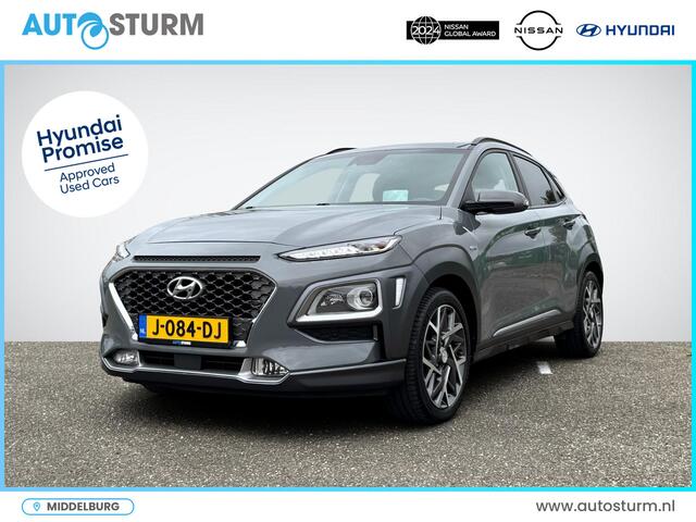 Hyundai Kona 1.6 GDI HEV Premium | Trekhaak | Head Up-Display | Leder | Stoelverwarming + -Ventilatie | LED Koplampen | Premium Audio | Rijklaarprijs!
